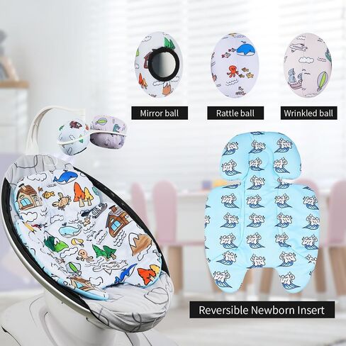 Mamaroo Newborn Insert with Replacement Toy Balls, Reversible Soft Mamaroo Infant Insert Set for 4moms Mamaroo & RockaRoo (Style of Yard) in Saudi Arabia