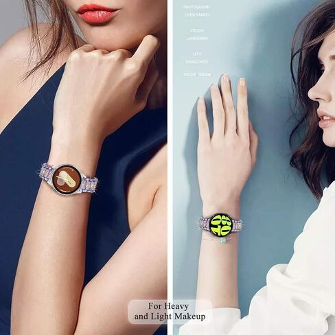 Bands Compatible with Samsung Galaxy Watch 7 / FE / 6/6 Classic / 5/5 Pro / 4/4 Classic / 3 41mm / Active 2, 20mm Bling Rhinestone Diamond Metal Replacement Strap for Women Men (Rainbow) in Kuwait