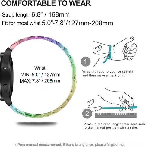 Bands Compatible with Samsung Galaxy Watch 7 / FE / 6/6 Classic / 5/5 Pro / 4/4 Classic / 3 41mm / Active 2, 20mm Bling Rhinestone Diamond Metal Replacement Strap for Women Men (Rainbow) in Kuwait