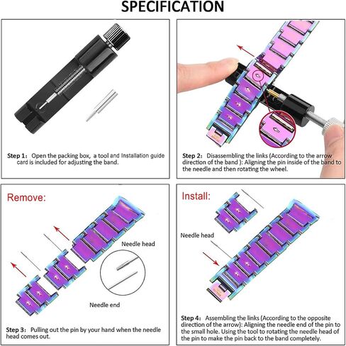 Bands Compatible with Samsung Galaxy Watch 7 / FE / 6/6 Classic / 5/5 Pro / 4/4 Classic / 3 41mm / Active 2, 20mm Bling Rhinestone Diamond Metal Replacement Strap for Women Men (Rainbow) in Kuwait