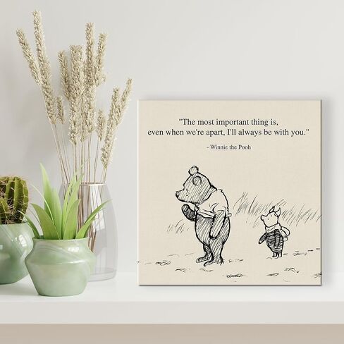 Classic Winnie the Pooh Wall Art Decor Retro How Lucky Am I Quotes Sayings Canvas Painting Pictures Framed Print Sign Artwork Ready to Hang (8x8 Inches) in Kuwait