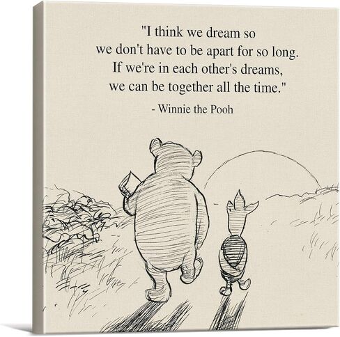 Classic Winnie the Pooh Wall Art Decor Retro How Lucky Am I Quotes Sayings Canvas Painting Pictures Framed Print Sign Artwork Ready to Hang (8x8 Inches) in Kuwait