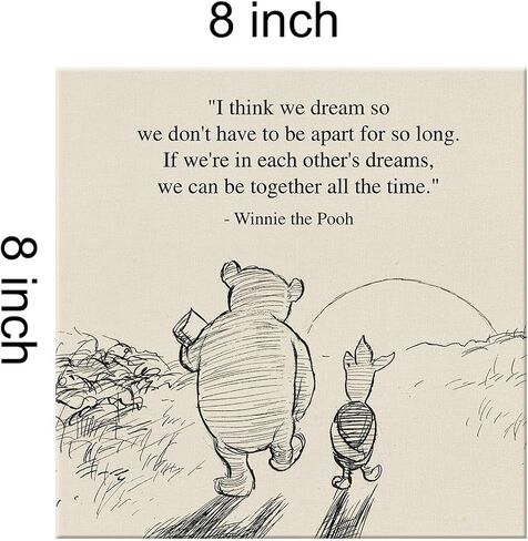 Classic Winnie the Pooh Wall Art Decor Retro How Lucky Am I Quotes Sayings Canvas Painting Pictures Framed Print Sign Artwork Ready to Hang (8x8 Inches) in Kuwait