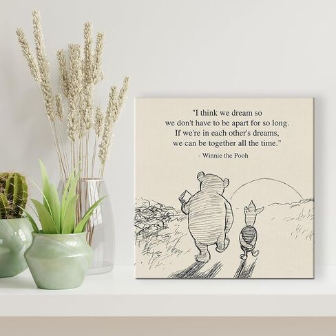 Classic Winnie the Pooh Wall Art Decor Retro How Lucky Am I Quotes Sayings Canvas Painting Pictures Framed Print Sign Artwork Ready to Hang (8x8 Inches) in Kuwait