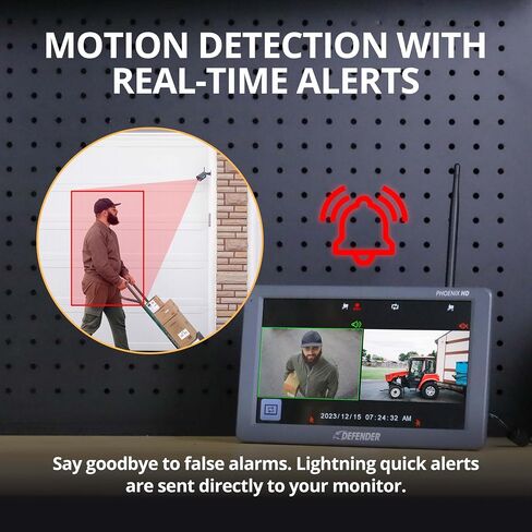 نظام كاميرا أمان لاسلكية Defender Phoenix HD مع شاشة لمس مقاس 10.1 بوصة، وكاميرا أمان خارجية عالية الدقة، لا تتطلب شبكة WiFi، وتتضمن بطاقة SD سعة 64 جيجابايت، وكابل تمديد إضافي بطول 15 قدمًا وضمان لمدة 3 سنوات in Saudi Arabia