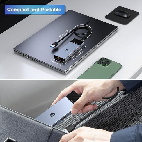 محور USB 4 في 1، محور أوديتون USB 3.2، محول USB متعدد المنافذ، مركز بيانات 10 جيجابت في الثانية مع سلك ممتد 1.6 قدم/50 سم لأجهزة MacBook Air/Pro، iMac، Dell PC، كمبيوتر محمول HP، Surface Pro، Tesla Model 3، محرك الأقراص الصلبة المحمول in Saudi Arabia