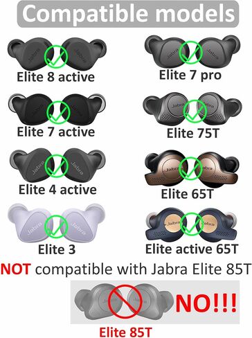9 Pairs Elite 8 Active Ear Tips, Replacement S/M/L 3 Size Soft Rubber Silicone Flexible Eartips Earplug Gel Cover Accessories Compatible with Jabra Elite 8 Active / 7 Active / 4 Active - Gray in Kuwait