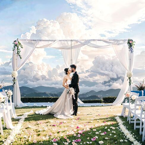 EMART Backdrop Stand Heavy Duty 10x10Ft Double Crossbar Pipe and Drape Backdrop Stand Kit, Adjustable Metal Frame for Backdrop, Background Stand Backdrop for Wedding Birthday Party Decorations in Kuwait