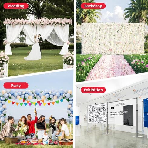 EMART Backdrop Stand Heavy Duty 10x10Ft Double Crossbar Pipe and Drape Backdrop Stand Kit, Adjustable Metal Frame for Backdrop, Background Stand Backdrop for Wedding Birthday Party Decorations in Kuwait