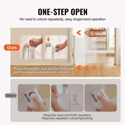 VEVOR Retractable Baby Gates for Stairs, Extends up to 76.8" Wide, Mesh Dog Gate for The House, 34" Tall Extra Wide Child Safety Gates for Doorways, Hallways, Pet Cat Gate Indoor & Outdoor, White in Saudi Arabia