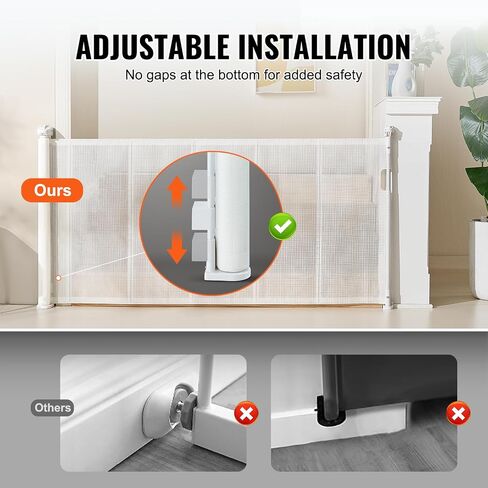 VEVOR Retractable Baby Gates for Stairs, Extends up to 76.8" Wide, Mesh Dog Gate for The House, 34" Tall Extra Wide Child Safety Gates for Doorways, Hallways, Pet Cat Gate Indoor & Outdoor, White in Saudi Arabia