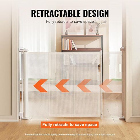 VEVOR Retractable Baby Gates for Stairs, Extends up to 76.8" Wide, Mesh Dog Gate for The House, 34" Tall Extra Wide Child Safety Gates for Doorways, Hallways, Pet Cat Gate Indoor & Outdoor, White in Saudi Arabia