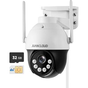 4G LTE Cellular Security Camera Outdoor Includes SD&SIM Card, Solar Powered, 4MP No WiFi Secyrity Camera, 2K Live Video 360°, Color Night Vision, Motion&Siren Alerts, Remote Phone Access