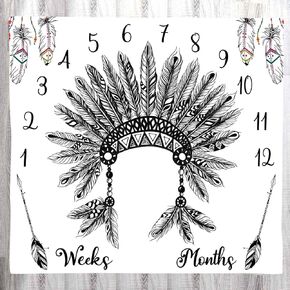 بوهو الطفل العمر بطانية، القبلية الأفريقية البدائية رئيس الهندي الطفل مايلستون بطانية المولود الجديد صورة الطفل الذاكرة بطانية العمر بطانية، 48x40 بوصة الطفل قماط بطانية BTLSLY645 in Kuwait