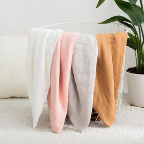4-Pack Muslin Swaddle Blankets for Unisex100% Cotton 47 x 47 inches Soft Breathable Newborn Receiving Blanket for Boys & Girls Brown
