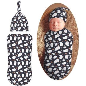 Evil Eye Blue Newborn Swaddle Blankets Hat Sets Soft Baby Receiving Blanket Swaddle Sack for Baby Shower Infant Boy Girl Gift