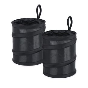 Car Trash Bag, Hanging Car Trash Can, 3.5 Gallon Large Capacity Car Trash Bag, Washable Oxford Cloth Car Trash Can, Car Trash Bag with Storage Bag for Outdoor Travel Vehicles (Black)