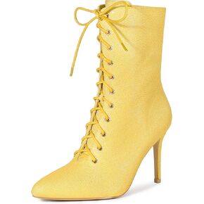 Perphy Denim Boot Lace Up Stiletto Heels Ankle Boots for Women