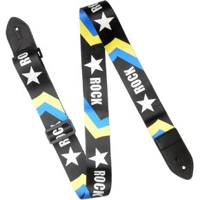 AZOR Guitar Straps for Acoustic Electric Guitar Bass, Vintage Woven Guitar Strap Adijustable with Genuine Leather Ends,Come with Strap Button 1 Pair Strap Locks and 3 Guitar Picks(21028)