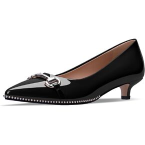 Women's kitten Heels Pumps Pointed Closed Toe Slip On Dress Shoes