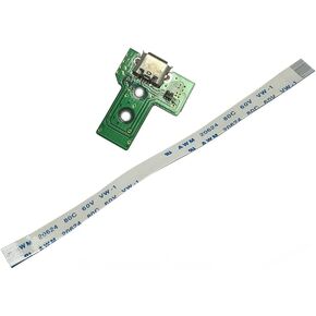 Rinbers® USB Charging Port Charger Socket Board JDS-030 for Sony PS4 3rd Gen Controller with 12 Pin Cable