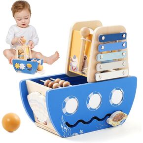 let's make Wooden Activity Cube 8-in-1 Montessori Toys Includes Object Permanent Box Early Learning Activity Cube Montessori Sensory Toys for Toddler Baby First Birthday Gifts