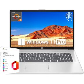 HP Newest 17 Touchscreen Business Laptop, Microsoft Office Lifetime License & Windows 11 Pro, 17.3" HD+ Display, AMD 6-Core Ryzen 5 7530U(Beats i7-1165G7), 64GB RAM, 1TB SSD, Wi-Fi 6, HDMI, HD Webcam