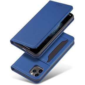 Flip Leather Wallet Case Compatible with iPhone 13 Pro Max, Built-in Wallet, Card Holder, Magnetic Stand Function (Brown)