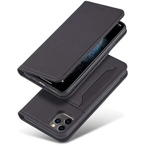 Flip Leather Wallet Case Compatible with iPhone 13 Pro Max, Built-in Wallet, Card Holder, Magnetic Stand Function (Brown)