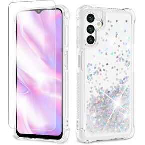 ANSHOW for Samsung Z Flip 5 Case Glitter, Shockproof Clear TPU Liquid Glitter Case, Bling Purple Glitters Case for Samsung Z Flip 5 for Women in Saudi Arabia