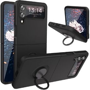 ABITKU متوافق مع حافظة Galaxy Z Flip 4، سيليكون مع مسند حلقي 360 درجة، قطعة قماش من الألياف الدقيقة مصممة لهاتف Galaxy Z Flip 4 6.7 بوصة (أرجواني قرنفلي)