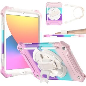 ZtotopCases for iPad 9th/ 8th/ 7th Generation 10.2 inch, Shockproof Full Body Protective Cover with 360° Rotating Hand Strap &Stand, Pencil Holder, Drop Protection, Heavy Duty & Durable, Black