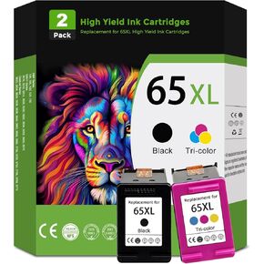 65XL Black Color Remanufactured Ink Cartridge Replacement for HP Ink 65 HP65 XL BK Tricolor Combo for 5055 5052 3755 3700 3772 3752 5000 5010 5070 5014 2600 2652 2655 2622 2722 Printer,HP65XL 2-Pack in Kuwait