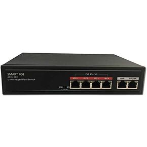 4-Port Fast Ethernet PoE Switch Support 10/100M with 2-Port FE Network Uplink 802.3af/at Built-in DC48V Power Supply 820ft 250m Data Transmission