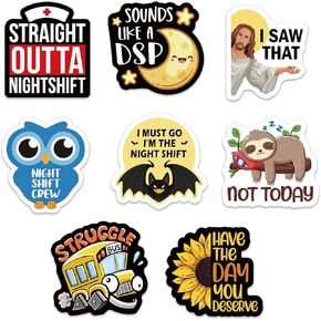 YAZMEEN 80 Pcs Funny Nightshift Nurse Stickers 2'' Nursing Stickers Gifts Decals for Duty Nurse Doctor Assistant Medical Staff Funny Work Accessories Stickers for Water Bottle Laptop Luggage Phone