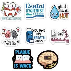 YAZMEEN 80 Pcs Funny Face Organ Nurse Stickers 2'' Nurse Accessories Gifts Decals for Dentisit Lung Respiratory Therapist Nurse Doctor Medical Staff Appreciation Gifts Decals for Laptop Window Wall