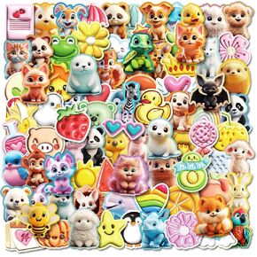 3D Stickers for Kids & Toddlers 100 Pcs Cute Stickers for Scrapbooking Bullet Journal Kawaii Animal Water Bottle Stickers