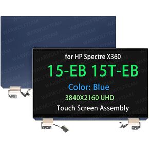 15.6in LCD UHD Touch Screen Digitizer Replacement Whole Hinge-up Assembly for HP Spectre X360 15-EB 15-EB0073TX 15-EB0081NR 15-EB0083NR 15-EB1043DX L97633-001 (UHD Cable Version, Brown)