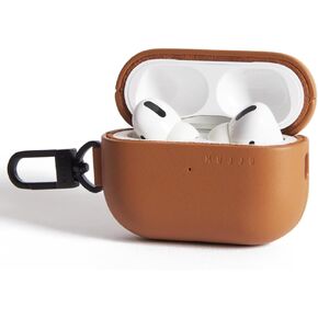 حافظة جلدية Mujjo لأجهزة AirPods Pro (الجيل الثاني) - متوافقة مع الشحن اللاسلكي - تصميم متين وفاخر - ملاءمة آمنة - جلد فاخر - أسمر فاتح - أسمر فاتح