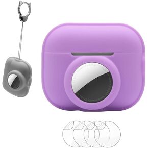 Carrying Case Compatible for AirPods Pro 2 for Airtag,2 in 1 Protective Skin Case for Airpod pro 2,Silicone GPS Tracker Cover Holder with Keychain,Grey