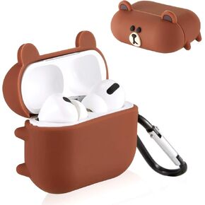 Jowhep Case for AirPod Pro 2019/Pro 2 Gen 2022 Cartoo Cute Silicone Cover Fashion Funny Animal Soft Protective Keychain Skin for Air Pods Pro Girls Boys Kawaii Shell Cases for AirPods Pro Brown Bear