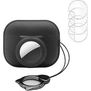 Carrying Case Compatible for AirPods Pro 2 for Airtag,2 in 1 Protective Skin Case for Airpod pro 2,Silicone GPS Tracker Cover Holder with Keychain,Grey in Saudi Arabia