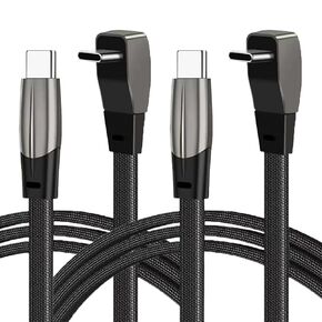2 Pack USB-C Cable for Tesla Model Y/3，90° Right-Angle Flat Braided PD QC3.0 Charging Cable (USB-C to Lightning) Fits All USB-C Adapters and Vehicles Dock for iPhone 5-14 (2 Pack)