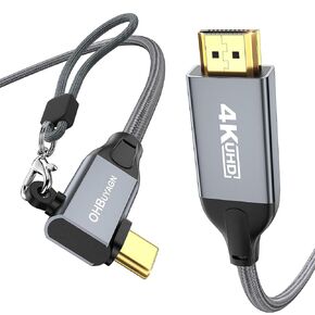 USB C to HDMI Cable 4K@60Hz Type C to HDMI Cable Thunderbolt 3/4 to HDMI Cord HDR HDCP 2.2 Compatible for iPhone 15 Series, MacBook, iMac, iPad Pro, Galaxy, Surface, Dell, HP