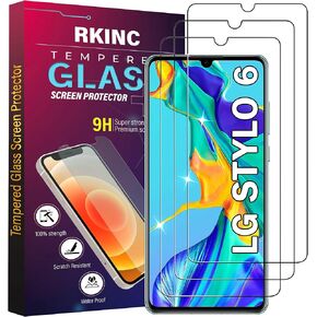 RKINC Screen Protector [3-Pack] for LG Stylo 6, Tempered Glass Film Screen Protector, 0.33mm [LifetimeWarranty][Bubble-Free][Anti-Scratch][Anti-Shatter]