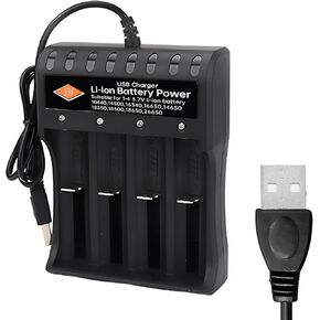 18650 أربع فتحات شاحن بطارية ليثيوم أيون ذكي USB شحن سريع متوافق مع 10400 14500 16340 16650 14650 18350 18500 18650 26650 شاحن بطارية in Kuwait