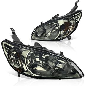DWVO Headlight Assembly Compatible with 99 00 1999 2000 Civic Headlamps (Chrome Housing Clear Lens Amber Reflector)