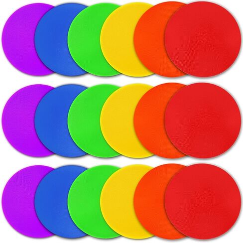 علامات بولي سبوت 9 بوصة 18 قطعة من علامات خفة الحركة المطاطية غير القابلة للانزلاق، نقاط أرضية مخروطية مسطحة لكرة القدم، كرة القدم، علامات تدريب كرة السلة، تدريبات التمارين المدرسية، التباعد الاجتماعي، ممارسة الرقص in Kuwait