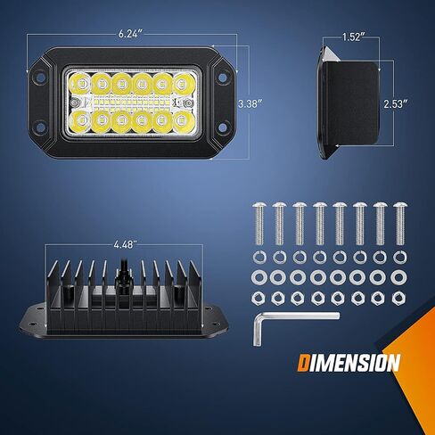 Nilight فلوش جبل LED القرون 2PCS 6 بوصة 60W LED ضوء العمل الفيضانات بقعة شعاع التحرير والسرد النسخ الاحتياطي أضواء القيادة مصباح الضباب عكس الضوء شواء جبل ضوء للطرق الوعرة 4x4 شاحنة سيارات الدفع الرباعي، 2 سنة الضمان in Kuwait