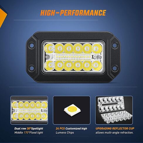 Nilight فلوش جبل LED القرون 2PCS 6 بوصة 60W LED ضوء العمل الفيضانات بقعة شعاع التحرير والسرد النسخ الاحتياطي أضواء القيادة مصباح الضباب عكس الضوء شواء جبل ضوء للطرق الوعرة 4x4 شاحنة سيارات الدفع الرباعي، 2 سنة الضمان in Kuwait